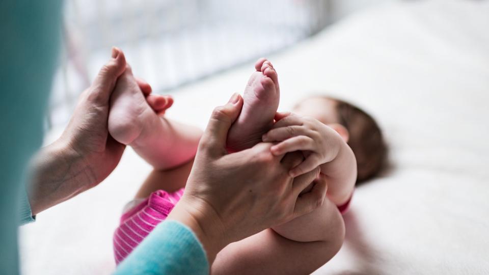 A young child receiving chiropractic care